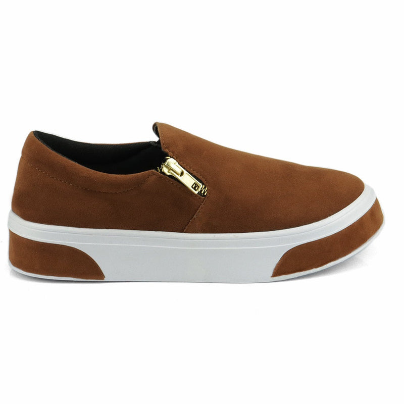 Sapato Feminino Slip On em Camurça Com Solado Antiderrapante Tênis Casual Conforto